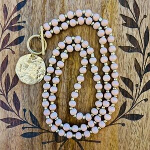 ⭐️ Neutral beaded Necklace with Gold Pendant ⭐️
